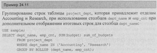 Оператор ROLLUP