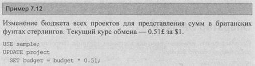 Оператор UPDATE