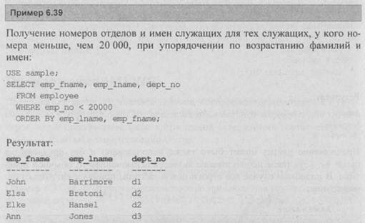 Предложение ORDER BY